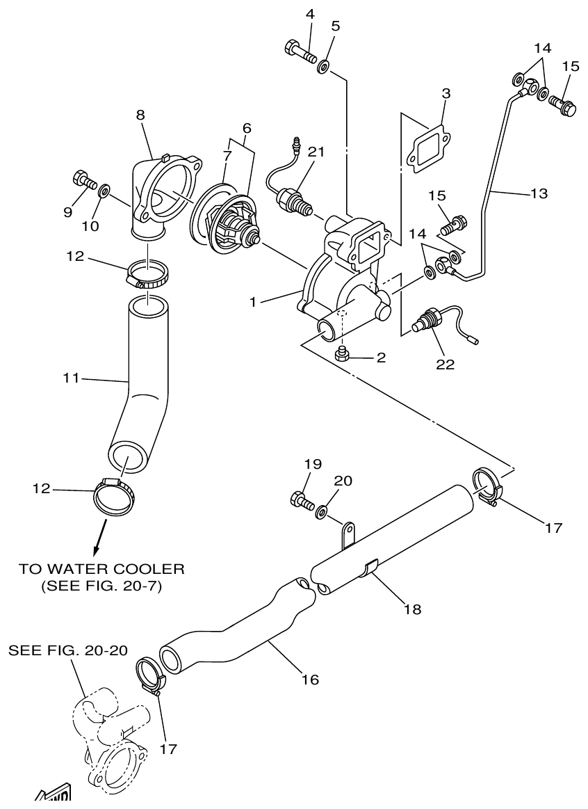 Yamaha ME422STIP2 (N601)STIP1(N611) WATER COOLING 2 parts diagram